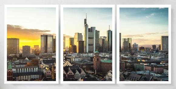 Kit 3 Quadros Nova York Paisagem Cidade Decoração Moldura