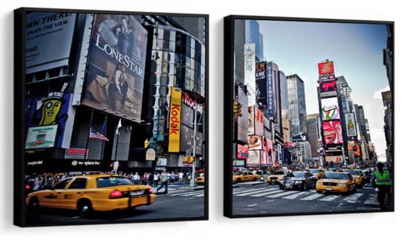 Kit 3 Quadros Nova York Times Square Decoração Com Molduras