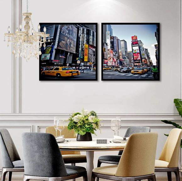 Kit 3 Quadros Nova York Times Square Decoração Com Molduras