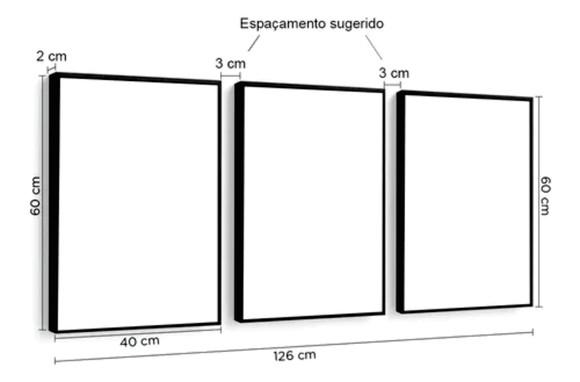 Kit 3 Quadros Paisagem Montanhas Conjunto Decoração Moldura