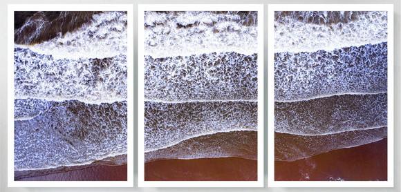 Kit 3 Quadros Paisagem Praia Mar Decoração Conjunto Moldura
