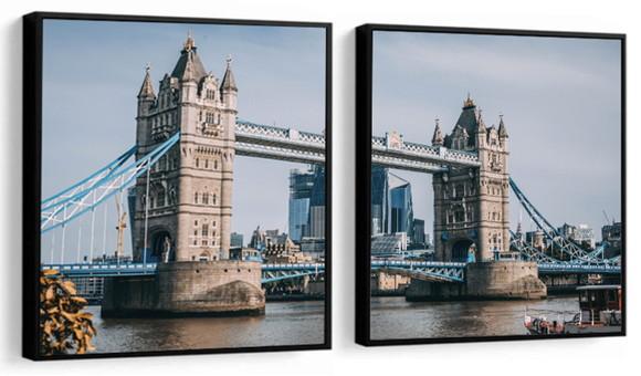 Kit 3 Quadros Ponte Londres Tower Bridge Decoração Molduras