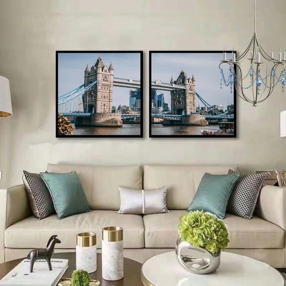 Kit 3 Quadros Ponte Londres Tower Bridge Decoração Molduras
