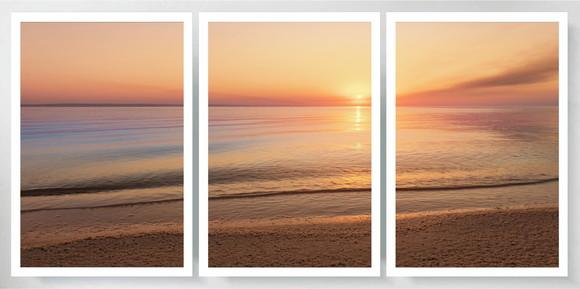 Kit 3 Quadros Praia Paisagem Pôr Do Sol Decoração Moldura