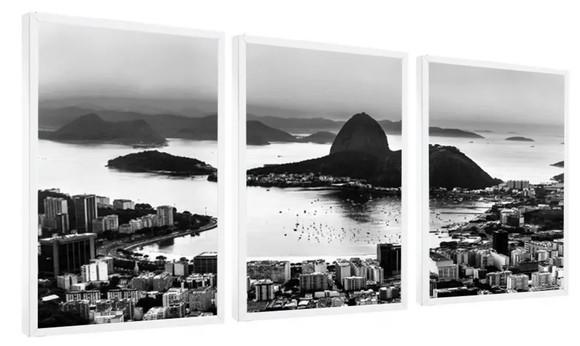 Kit 3 Quadros Rio De Janeiro Corcovado Pb Decoração Molduras