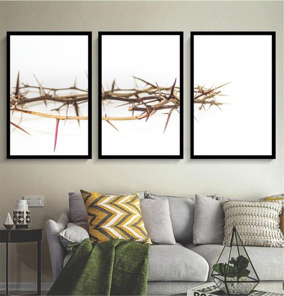 Kit 3 Quadros Ultima Ceia Jesus Cristo Decoração Fé Moldura