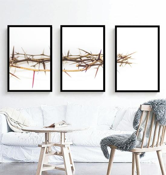 Kit 3 Quadros Ultima Ceia Jesus Cristo Decoração Fé Moldura