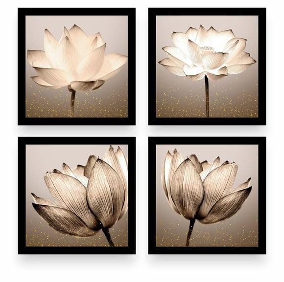 Kit 4 Quadros Decorativos Flores para Sala Quarto Corredor