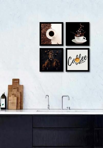 Kit 4 Quadros Decorativos Cantinho Do Café Cozinha Sala Hall
