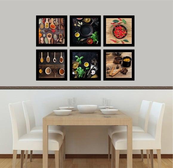 Kit 6 Quadros, Temperos, Cozinha Restaurante, Gourmet Cheff