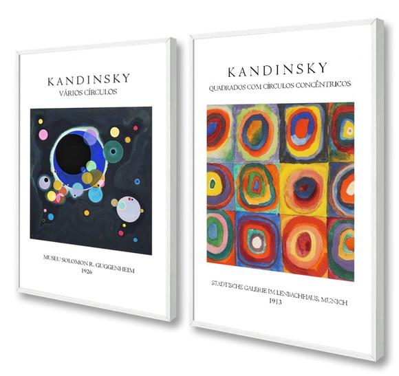 Kit Quadros Decorativos Abstrato Kandinsky Artista Moldura