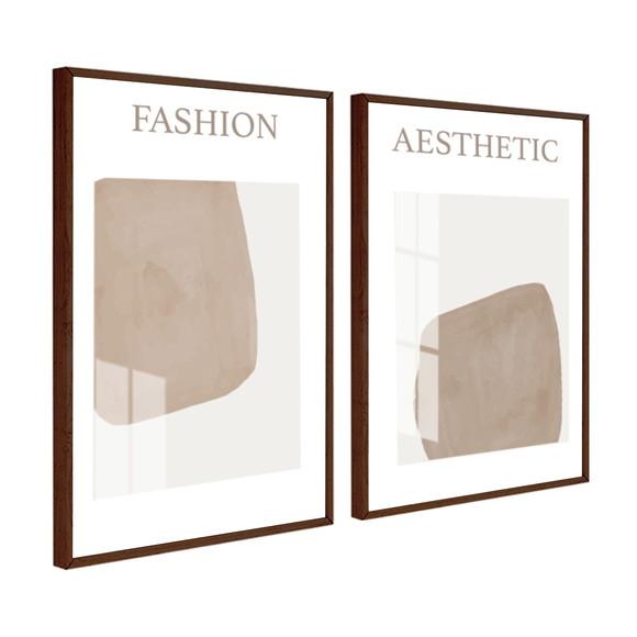 Kit Quadros Decorativos Abstrato Moderno Com Moldura e Vidro