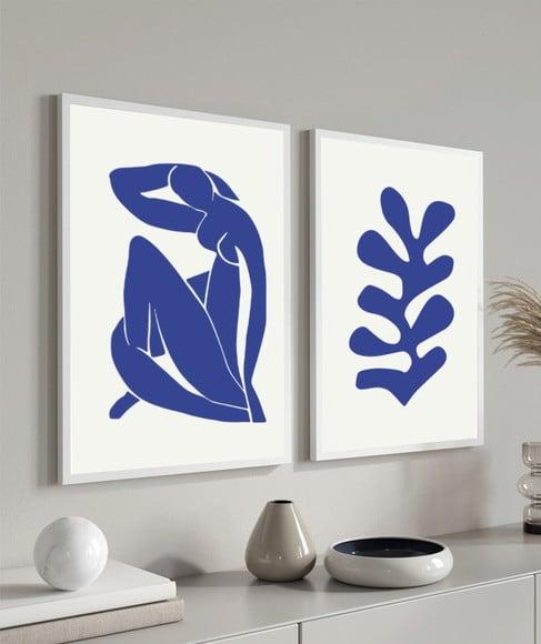 Kit Quadros Decorativos Abstrato Moderno Matisse Com Moldura