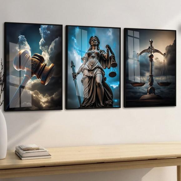 Kit Quadros Decorativos Advogado Escritório Moldura e Vidro