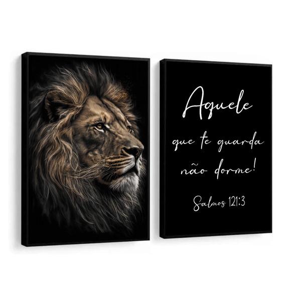 Kit Quadros Decorativos Aquele Que Te Guarda Não Dorme Leão