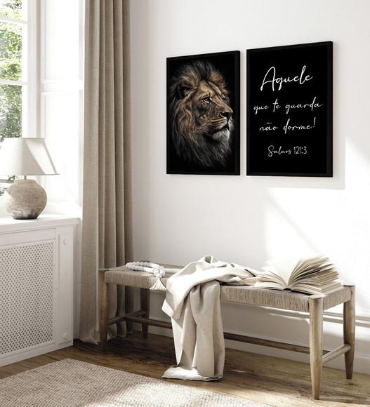 Kit Quadros Decorativos Aquele Que Te Guarda Não Dorme Leão