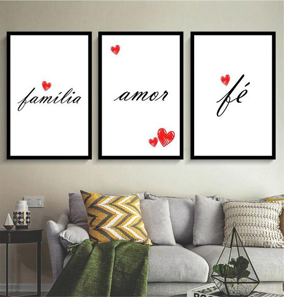 Kit Quadros Decorativos Com Frases Para Quarto Sala Moldura