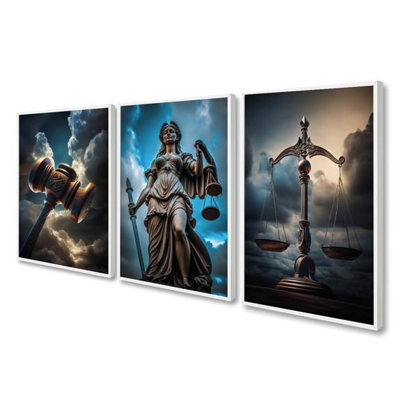 Kit Quadros Decorativos Escritório Advogado Deusa da Justiça