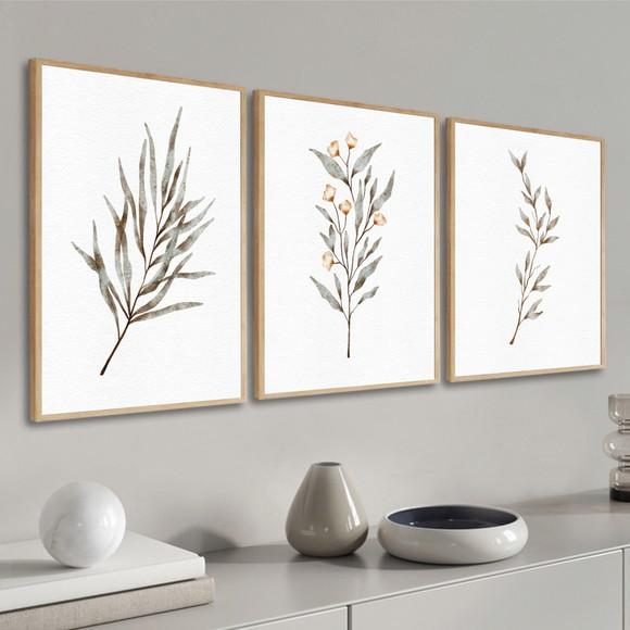 Kit Quadros Decorativos Folhagem Moderna Sala Quarto Moldura