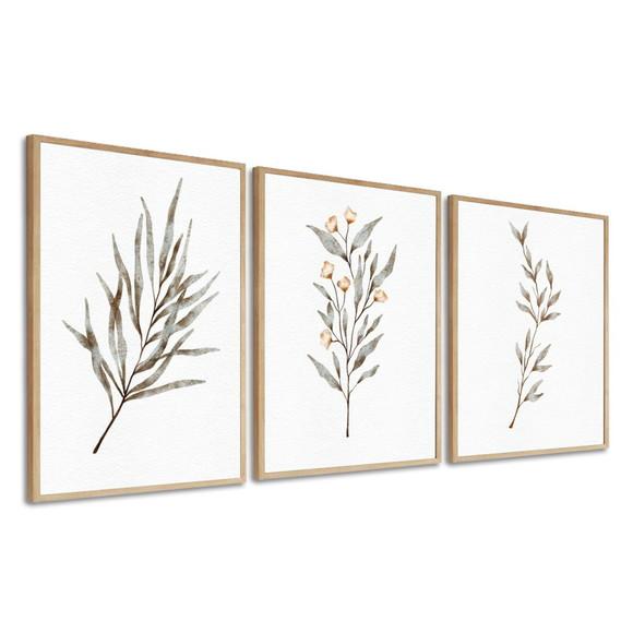 Kit Quadros Decorativos Folhagem Moderna Sala Quarto Moldura