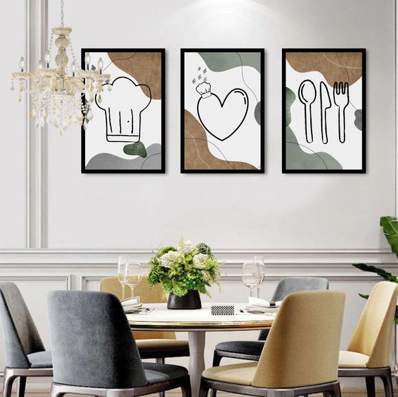 Kit Quadros Decorativos Para Cozinha Sala De Jantar Moldura
