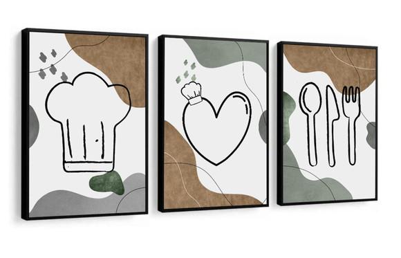 Kit Quadros Decorativos Para Cozinha Sala De Jantar Moldura