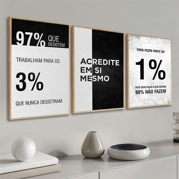 Kit Quadros Decorativos para Escritório Frases Motivacional
