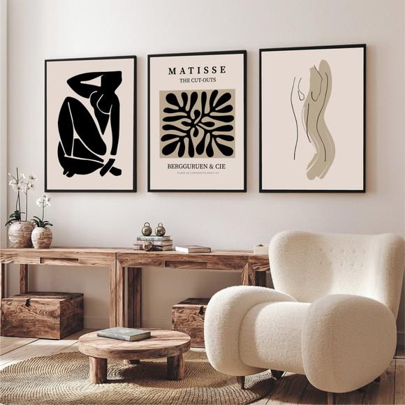 Kit Quadros Decorativos Para Sala Modernos Matisse Moldura