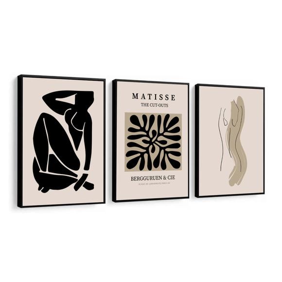 Kit Quadros Decorativos Para Sala Modernos Matisse Moldura