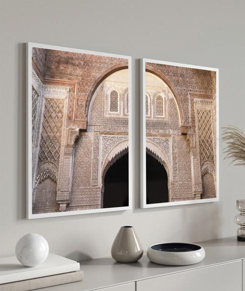 Kit Quadros Decorativos Porta Marroquina Sala Quarto Moldura
