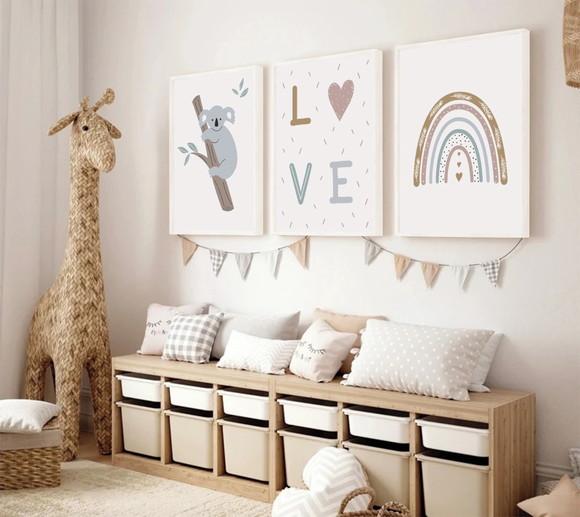 Kit Quadros Decorativos Quarto Infantil Frases Nuvem Moldura