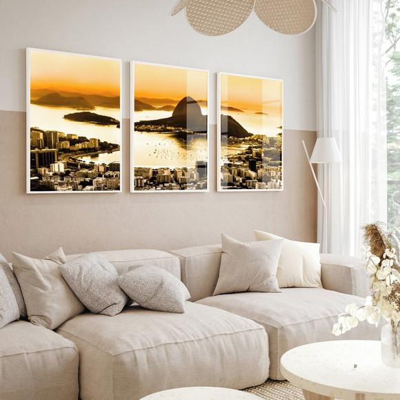 Kit Quadros Decorativos Rio de Janeiro Cidade Paisagem Vidro