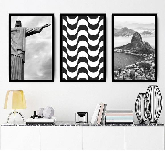 Kit Quadros Decorativos Rio De Janeiro Cristo Pão De Açucar