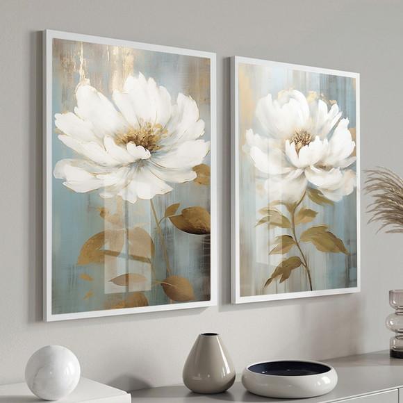Quadro Decorativo Abstrato Flor Sala Quarto Hall Luxo Vidro