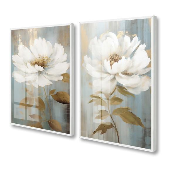 Quadro Decorativo Abstrato Flor Sala Quarto Hall Luxo Vidro
