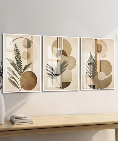 Quadro Decorativo Abstrato Folhagem Geométrico Luxo Vidro