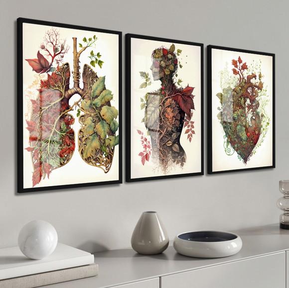 Quadro Decorativo Anatomia Humana Consultório Moldura Vidro