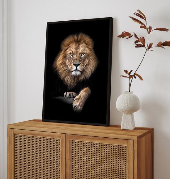 Quadro Decorativo Animais Modernos Leão de Judá com Moldura