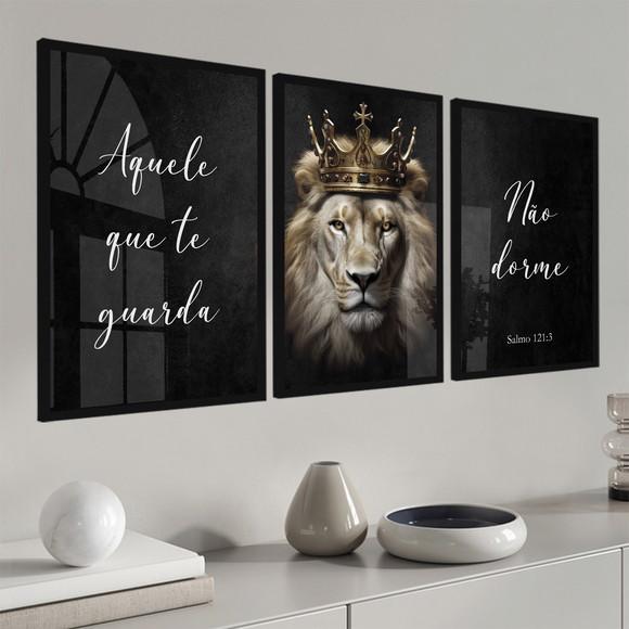 Quadro Decorativo Aquele Que Te Guarda Não Dorme Leão Vidro