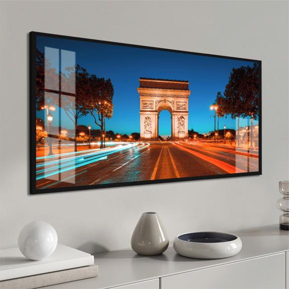 Quadro Decorativo Arco do Triunfo Cidade Paris Moldura Vidro