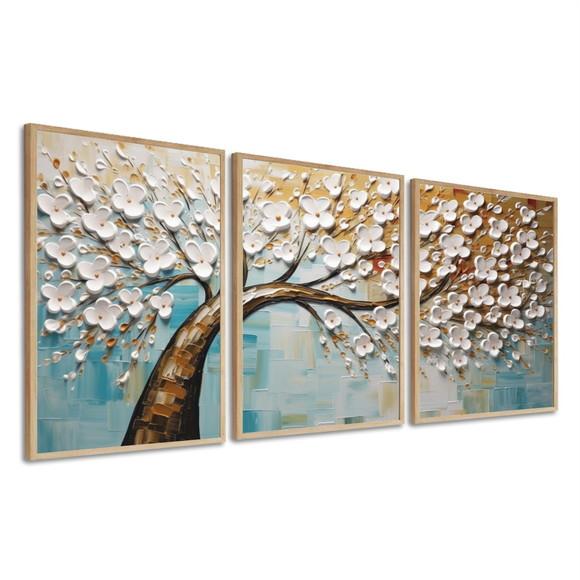 Quadro Decorativo Arvore Folhagem Abstrato Luxo com Moldura