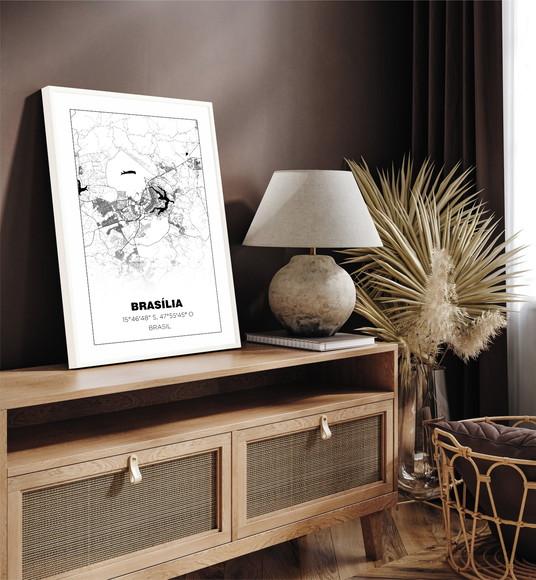 Quadro Decorativo Brasília Cidade Brasil Frases com Moldura