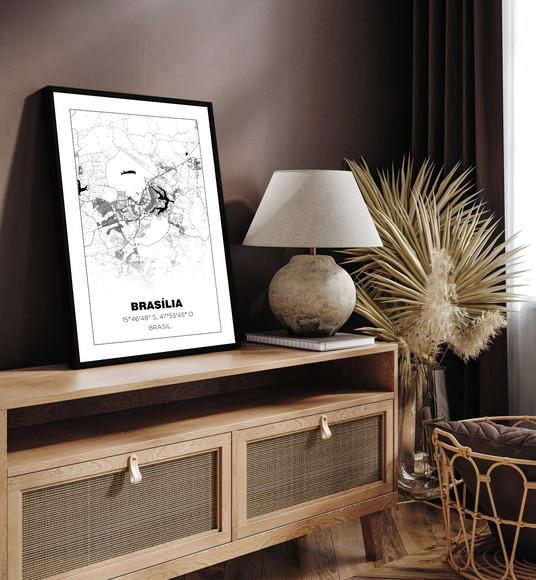 Quadro Decorativo Brasília Cidade Brasil Frases com Moldura