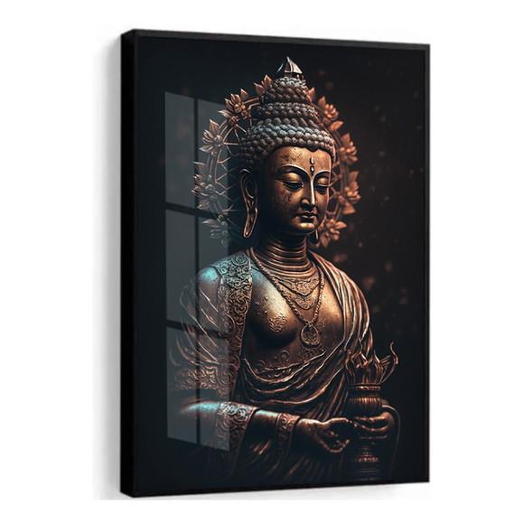 Quadro Decorativo Buda Meditação Quarto Sala Moldura e Vidro