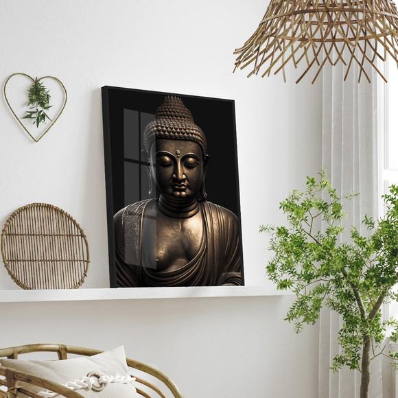Quadro Decorativo Buda Meditação Sala Quarto Moldura e Vidro