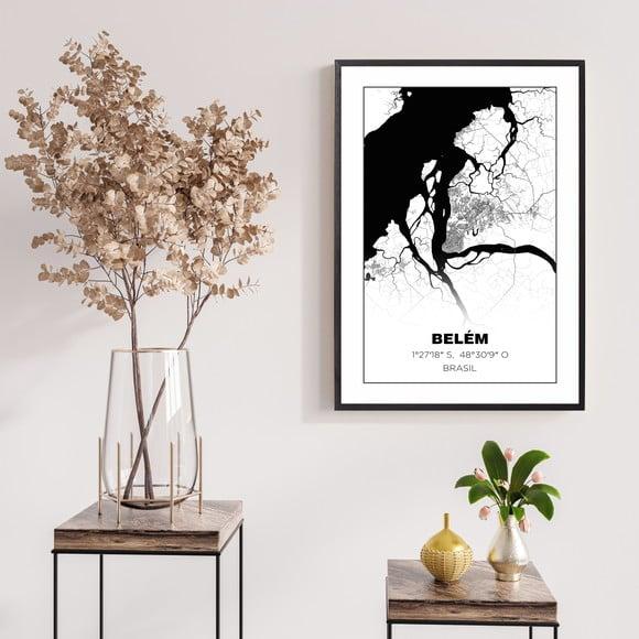 Quadro Decorativo Cidade Belém do Pará Brasil Mapa Moldura