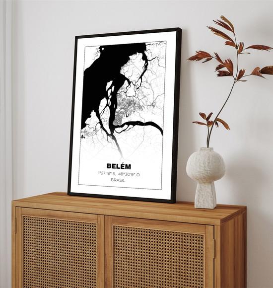 Quadro Decorativo Cidade Belém do Pará Brasil Mapa Moldura