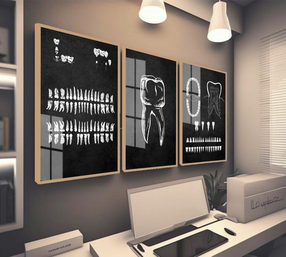 Quadro Decorativo Consultório Dentista Odontologia com Vidro