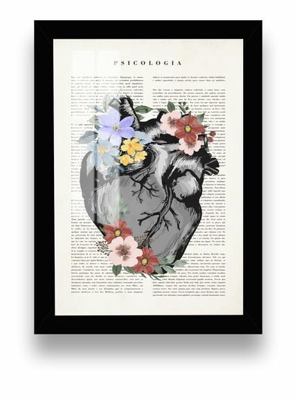 Quadro Decorativo Coração Medicina Anatomia Moldura e Vidro