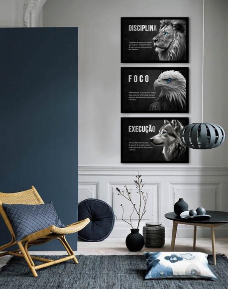 Quadro Decorativo Disciplina Execução Foco Animais Motivação